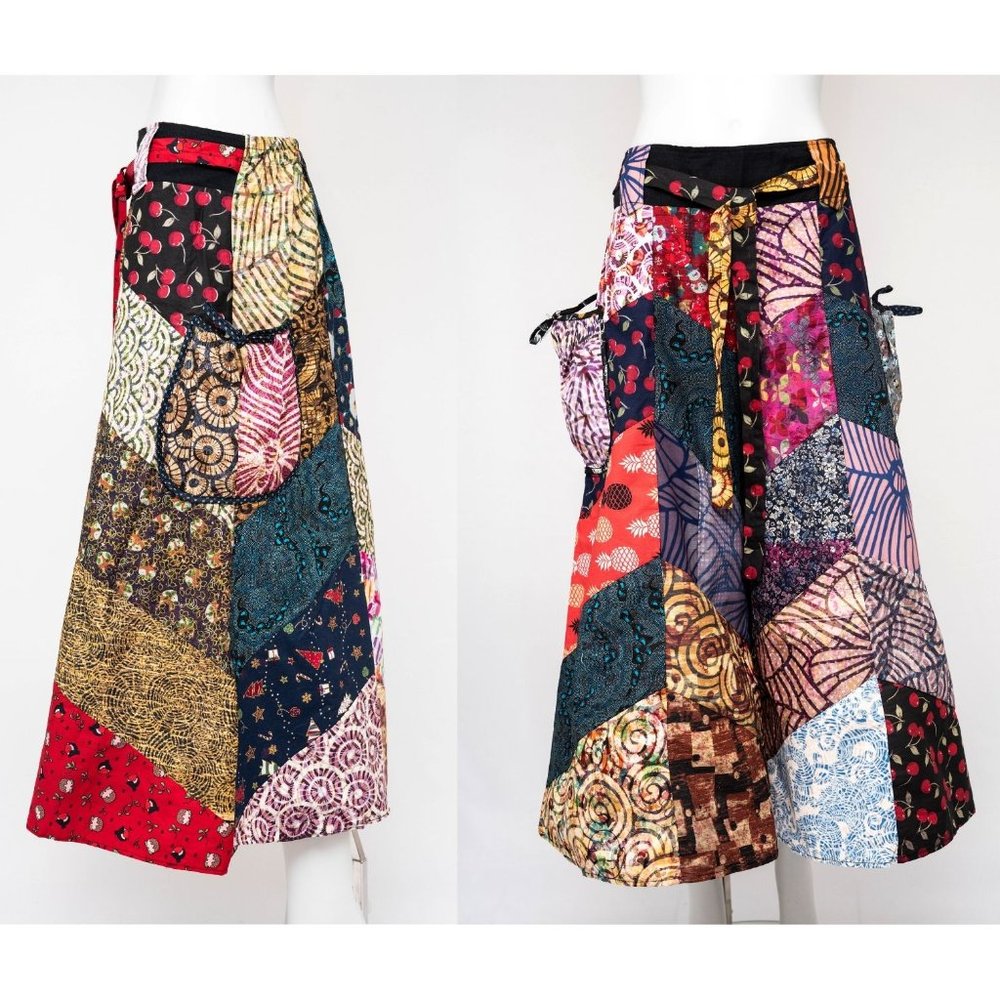 Women's Vintage Patchwork Vintage Abstract Printed Three Quarter Bell Bottoms